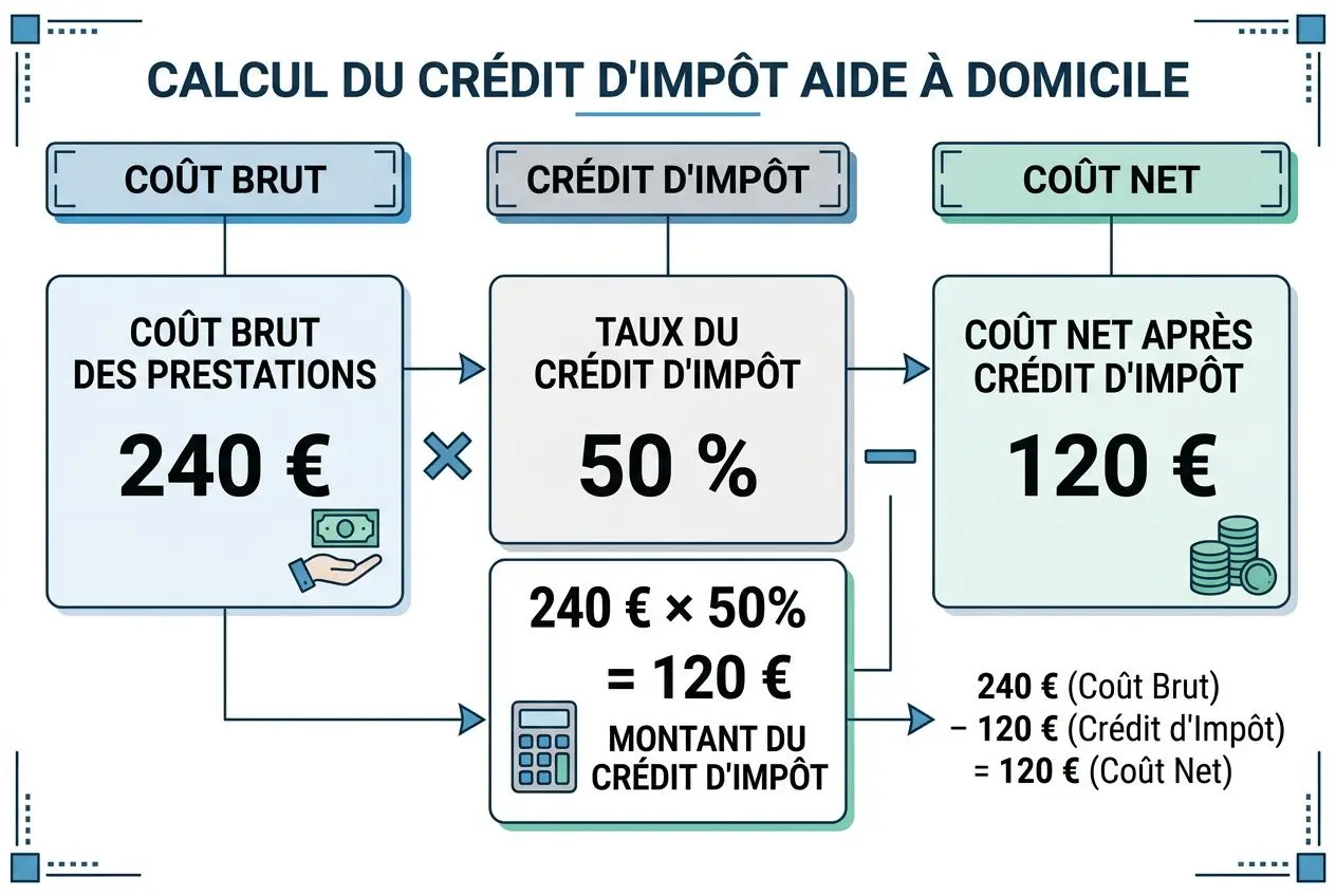 Calcul du crédit d'impôt pour aide à domicile